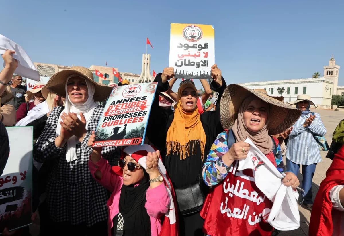 Tunisia Unemployed Protest for Jobs