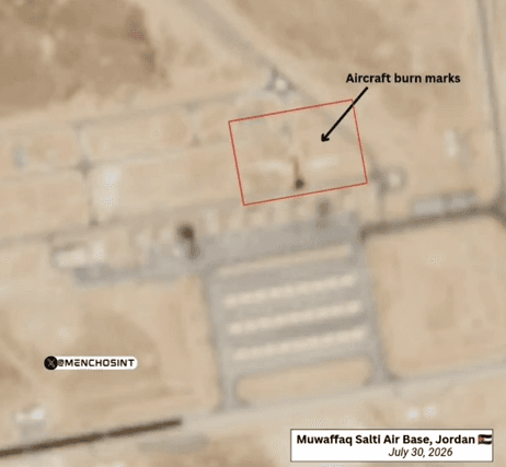 Satellite images show fire at Jordan base