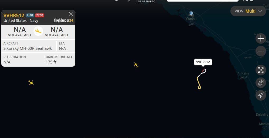 American helicopter crashes over Red Sea