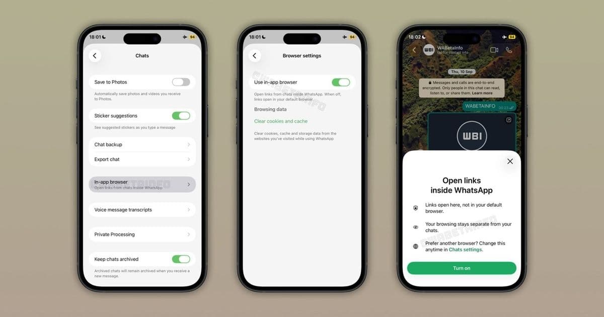 WhatsApp tests in-app browser for links