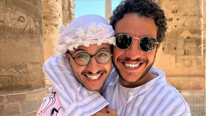 نور النبوي ومروان المسلماني في كواليس فيلم
