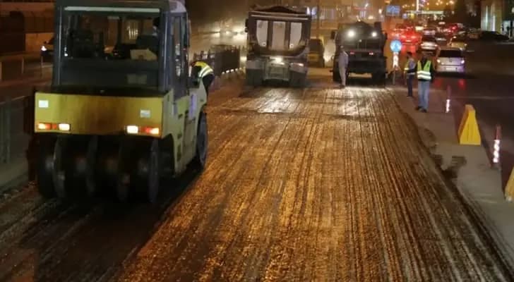 Jerusalem Street Paving at Night