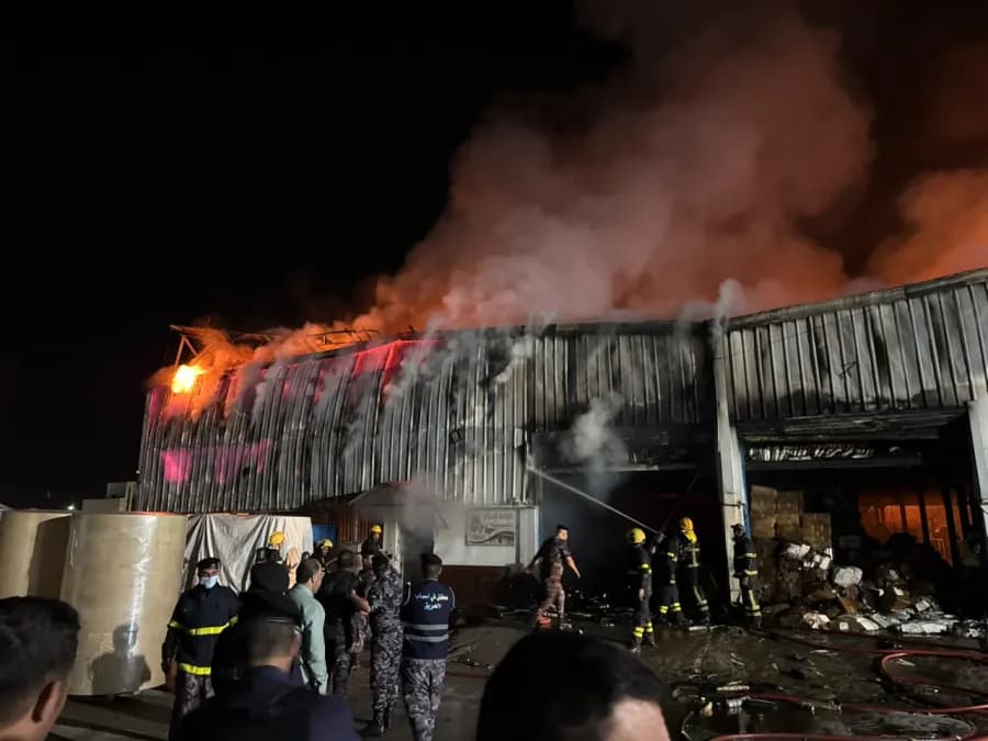 Civil Defense responds to factory fire in Irbid