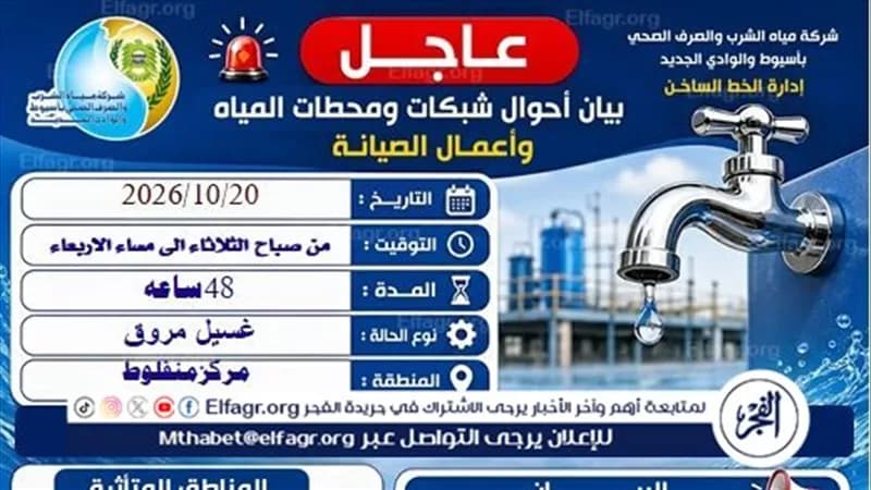 نقص المياه في الطوابق العليا بمنفلوط
