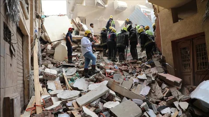 انهيار عقار في حدائق القبة يوقع 6 وفيات و7 مصابين