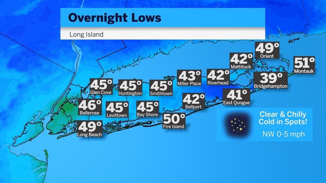 Long Island experiences season's coldest night