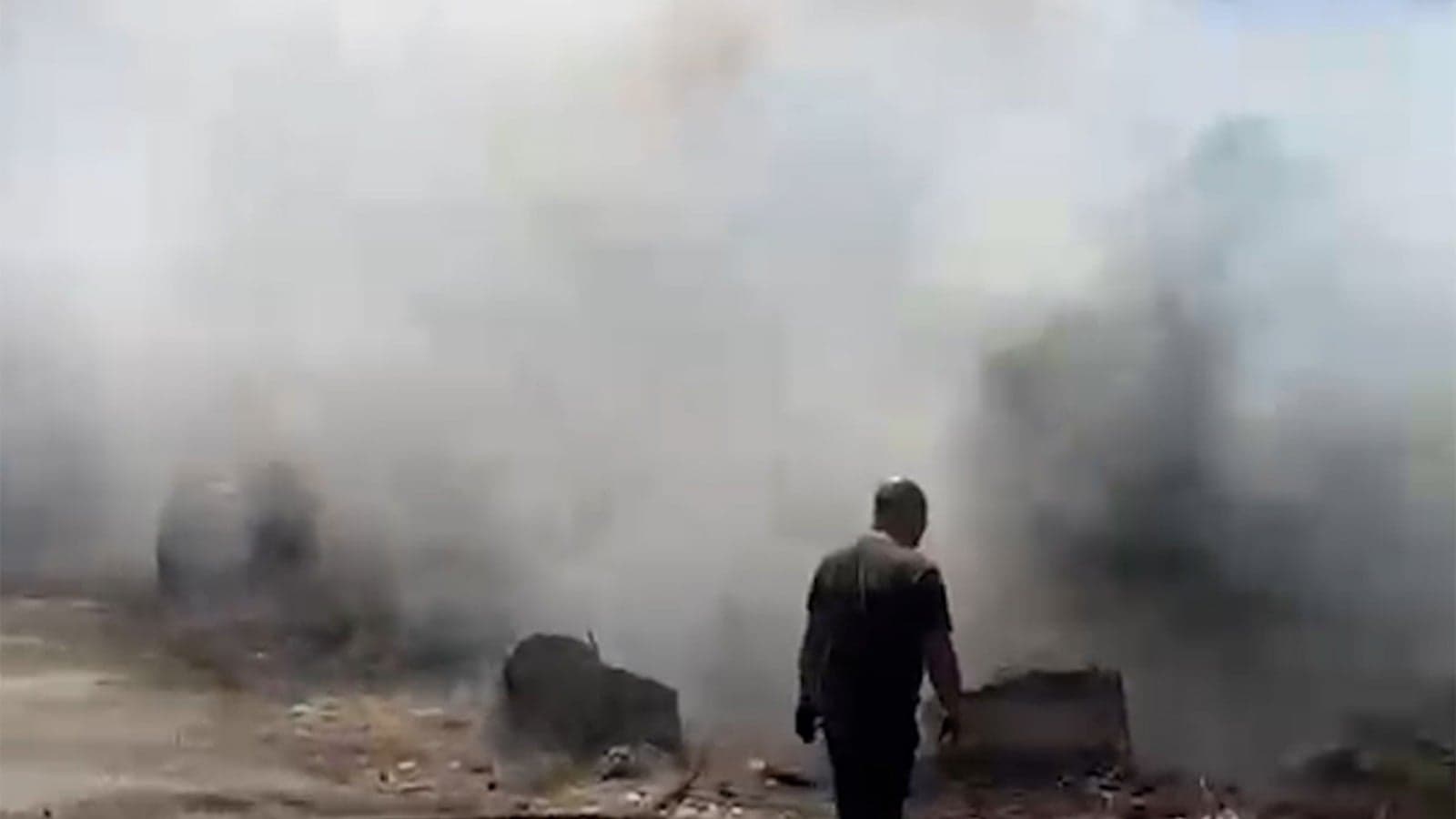 Truck trailer fire on Al-Mansif Highway