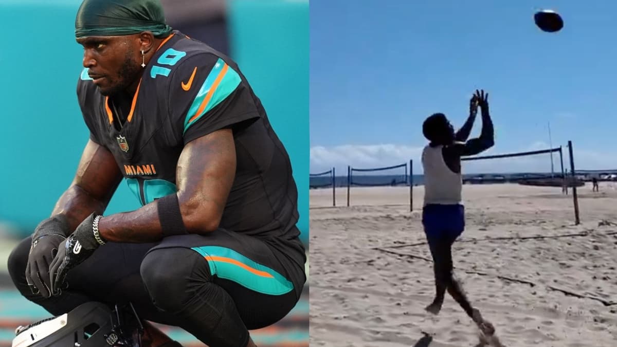 Tyreek Hill shares motivational beach workout after leg injury