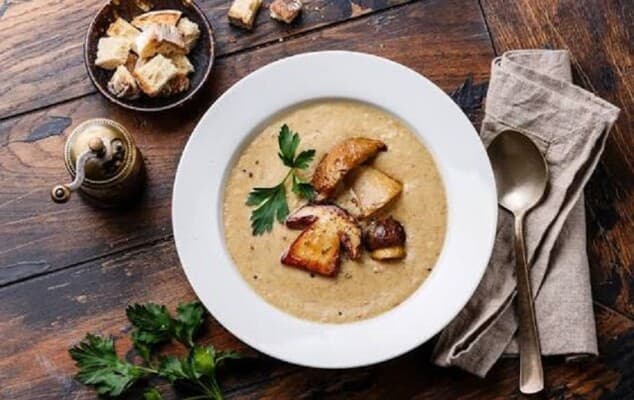 Creamy French porcini mushroom soup