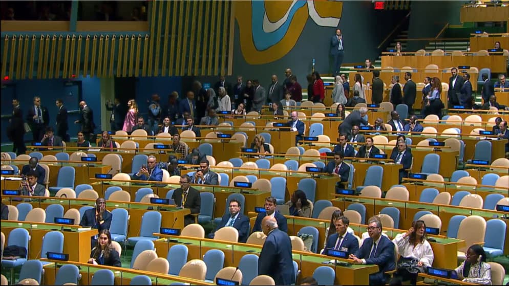 Delegations leave as Netanyahu speaks at the UN
