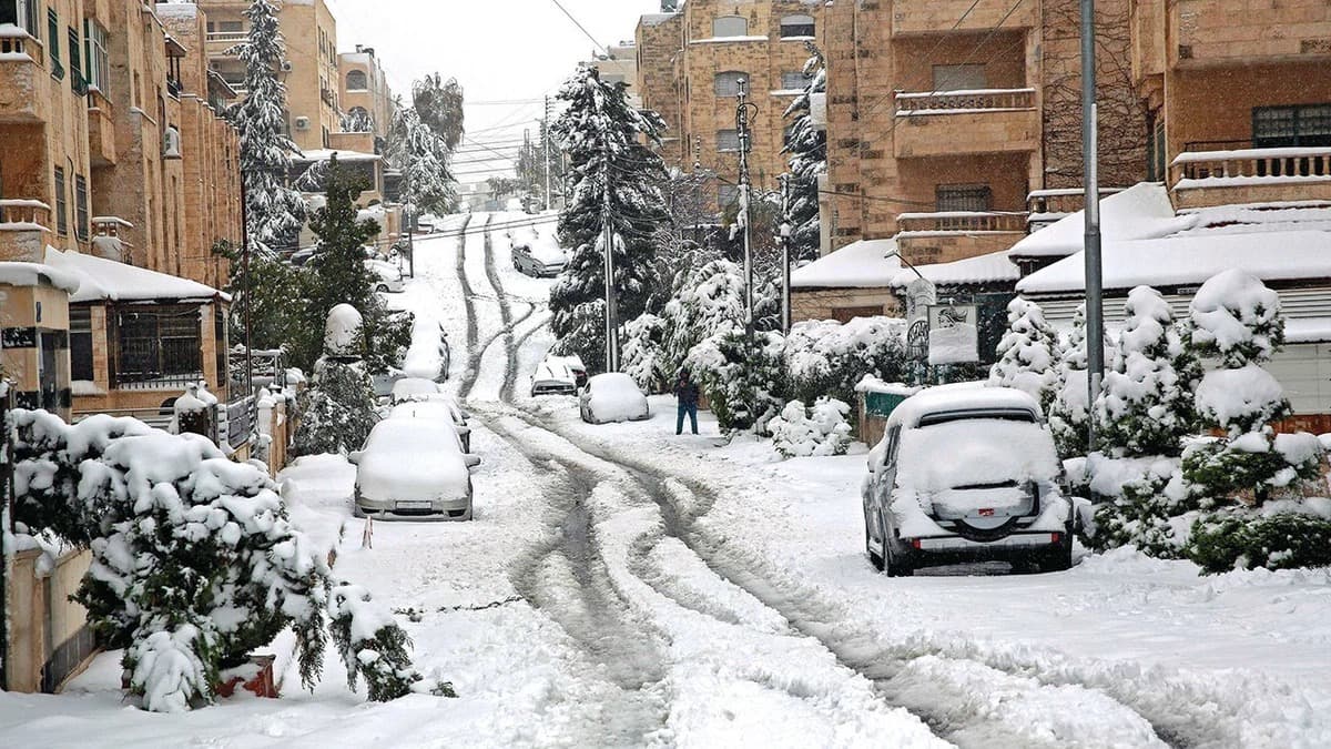 Snowfall over the Levant in autumn
