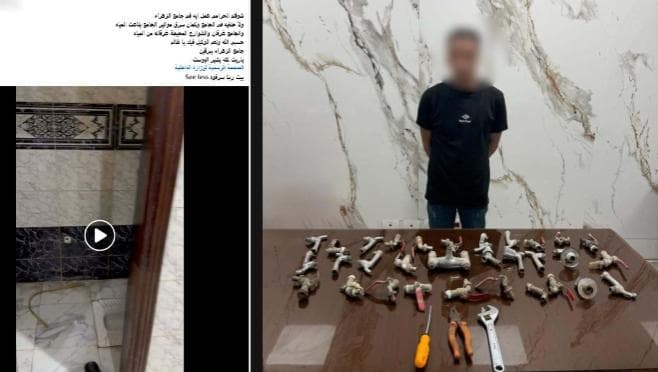 ضبط عامل سرقة مواتير وصنابير من مسجد بالدقهلية