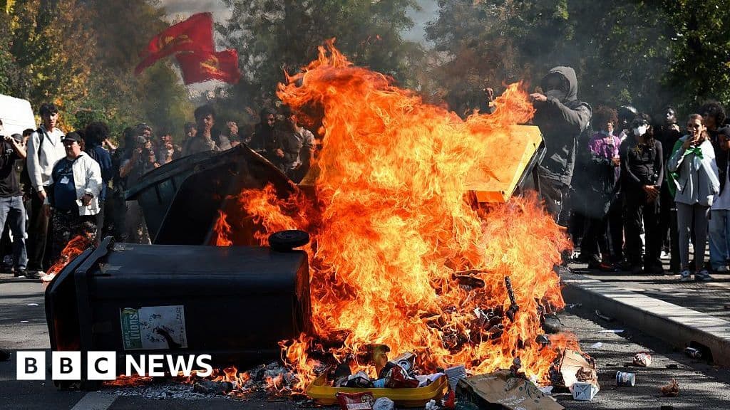 French schools see fires amid student protests