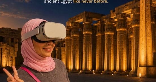 محافظ الأقصر ورئيس المدينة يشاركان في تجربة الواقع الافتراضي بمعابد الكرنك