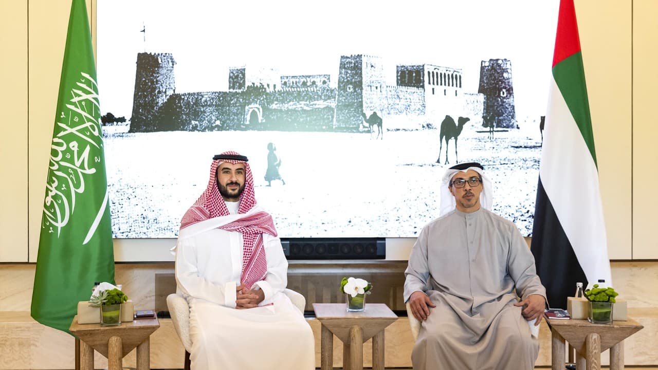 منصور بن زايد يناقش العلاقات مع خالد بن سلمان