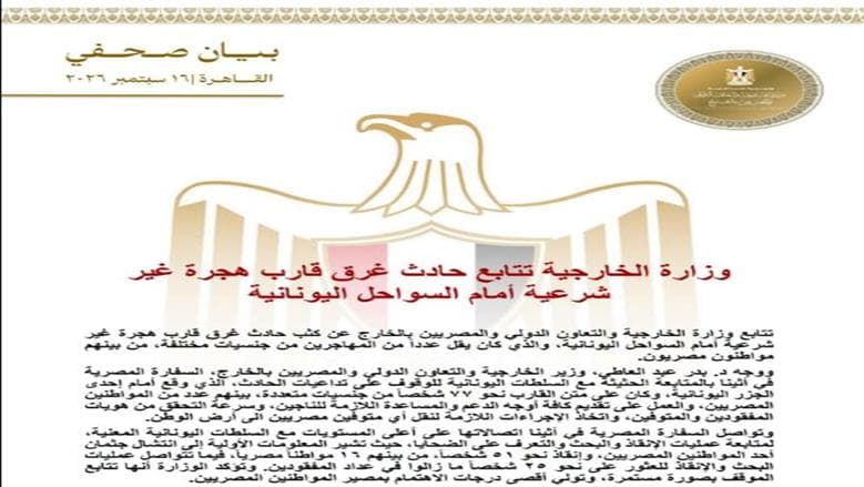 الخارجية تتابع غرق قارب هجرة في اليونان
