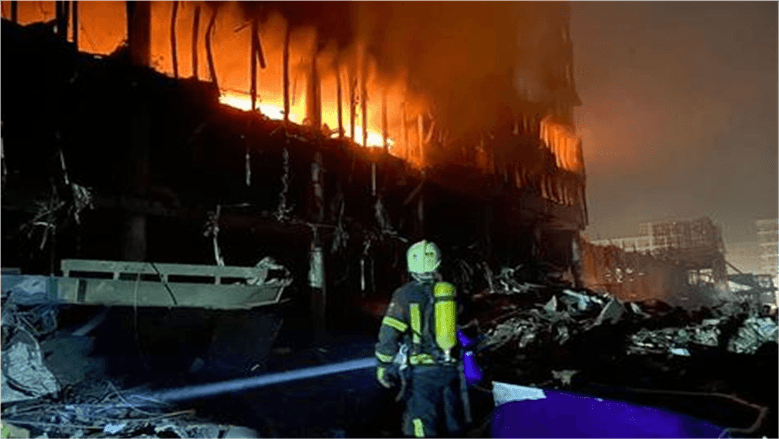 حريق في مبنى بسولوميانكا بكيف