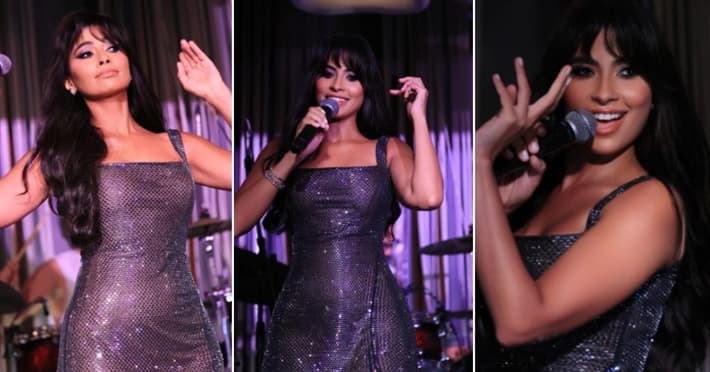 Roby in silver dress at Halaan in New Alamein