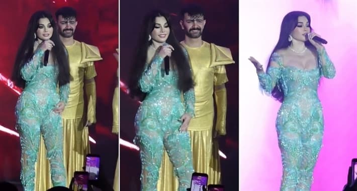 هيفاء وهبي تتعرض لموقف محرج على المسرح