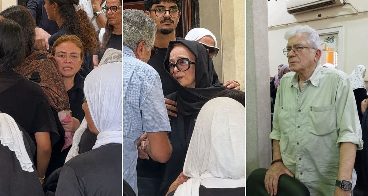 Shahin and Mahmoud Qabil support Naglaa Fathi and Saif Abu El Naga at Yasmine's funeral