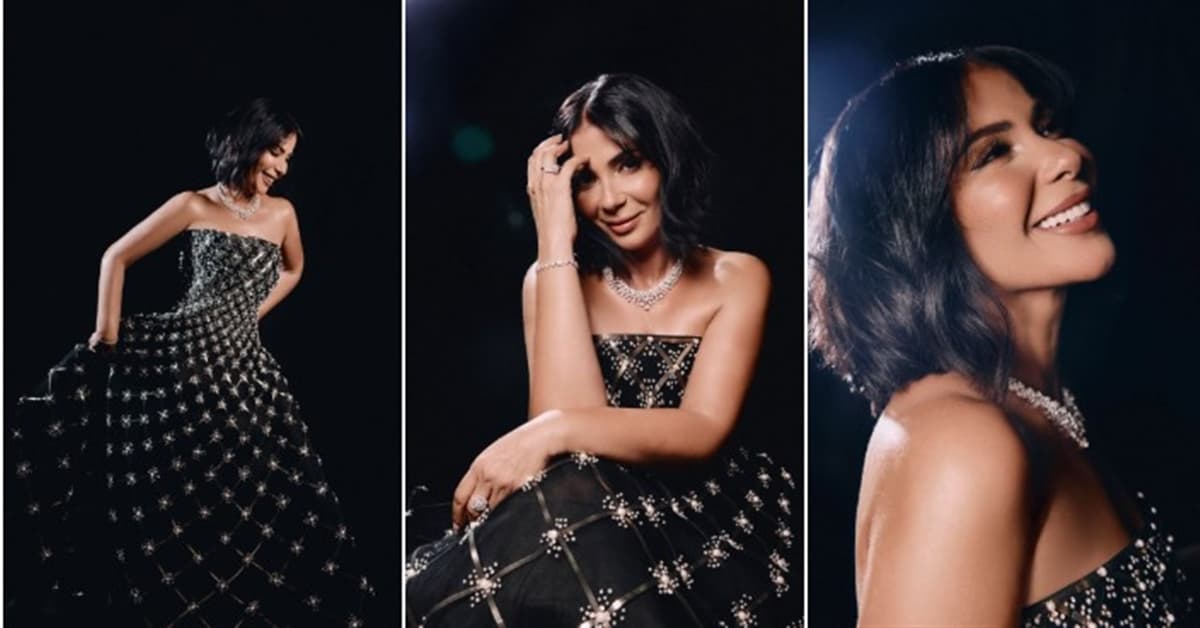 Mona Zaki in crystal dress at Gouna Festival
