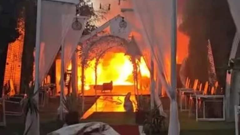 حريق داخل تصوير براديس بأشمون