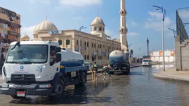 تسرب مياه في ضواحي بورسعيد وضرورة الطوارئ