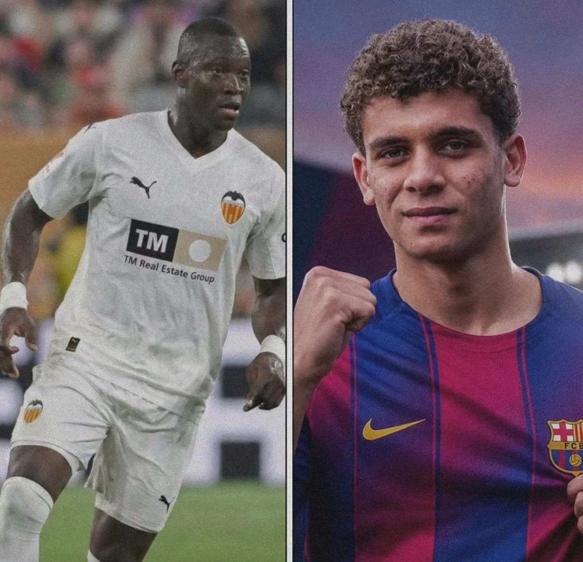 مواجهة حمزة عبدالكريم وديانج في مباراة برشلونة وفالنسيا