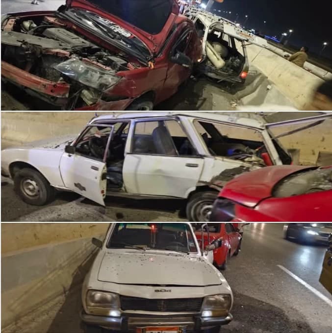 تصادم مروع على طريق السويس يوقع خسائر وإصابة 5