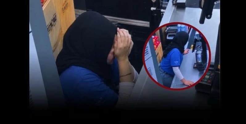 بائعة تبكي من التعب في المشهد