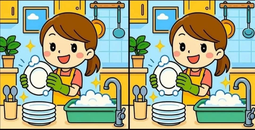 ابحث عن 3 اختلافات في لغز تنظيف المواعين