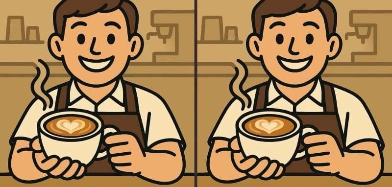 رجل يصنع القهوة وتفاصيل قد تخدع العين