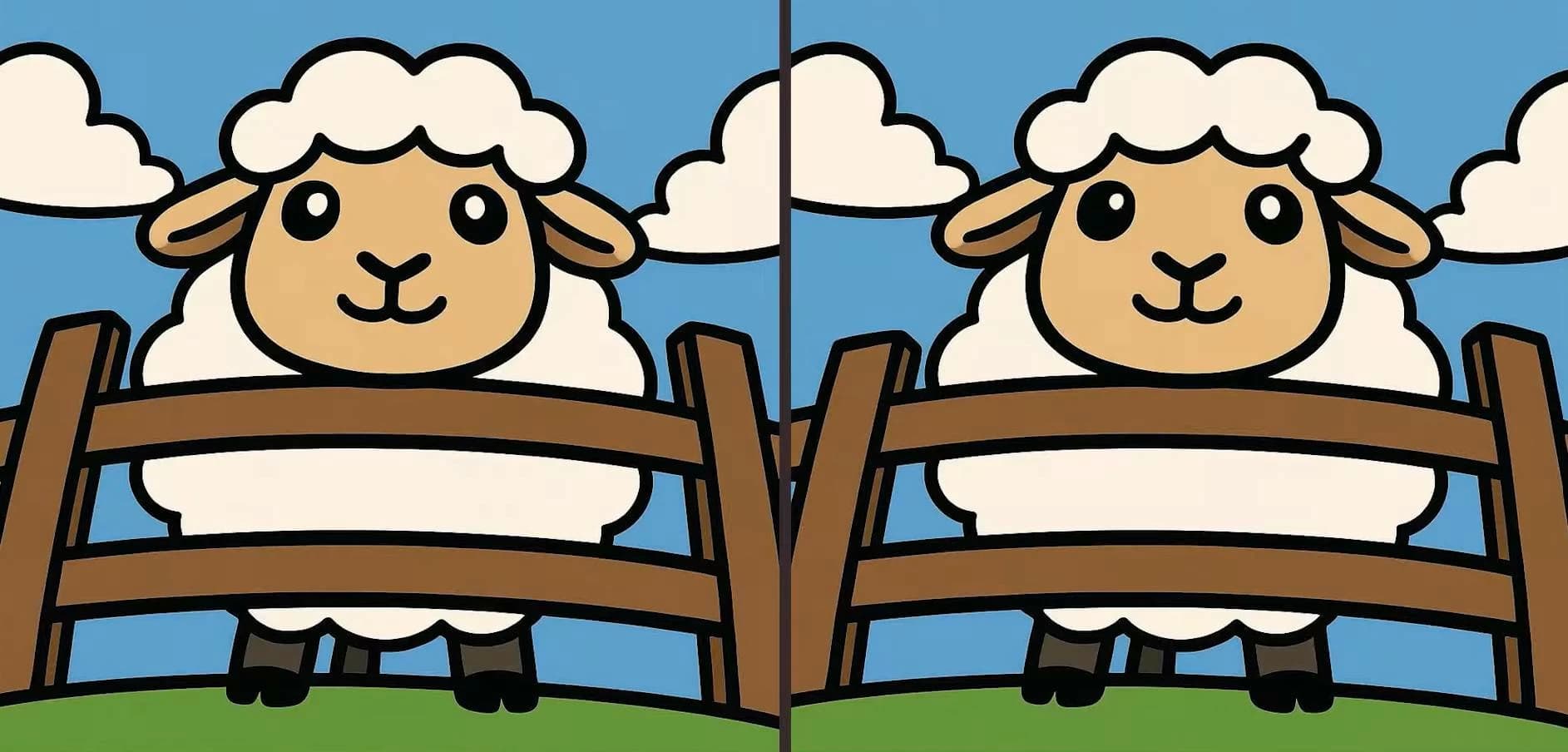 اكتشف الاختلافات الثلاثة في لغز الخروف