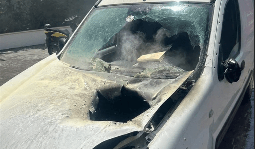 Car fire in Al-Mansouri after drone attack
