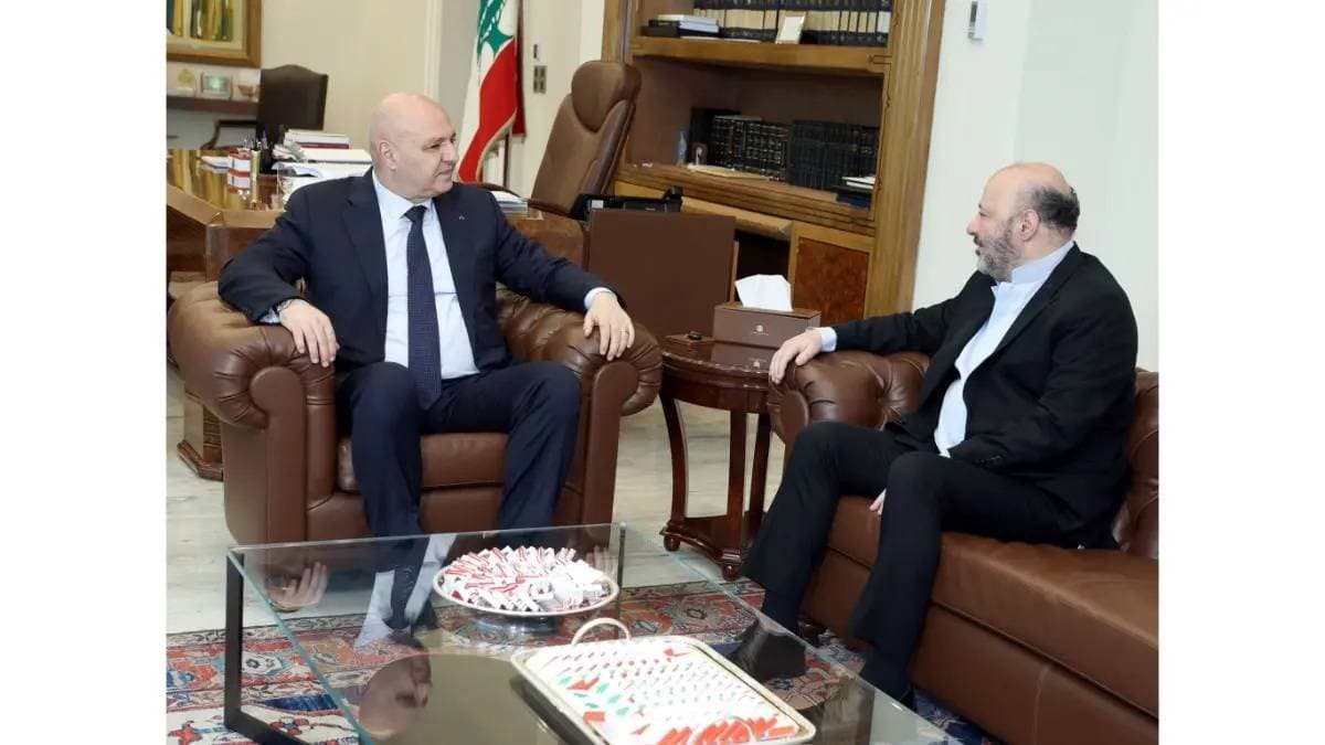 Aoun meets Jeabieh's Riachi