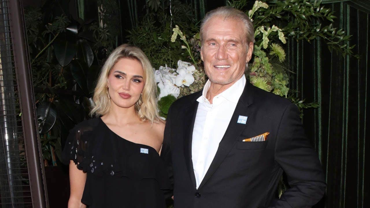 Dolph Lundgren and Emma Krokdal at charity event