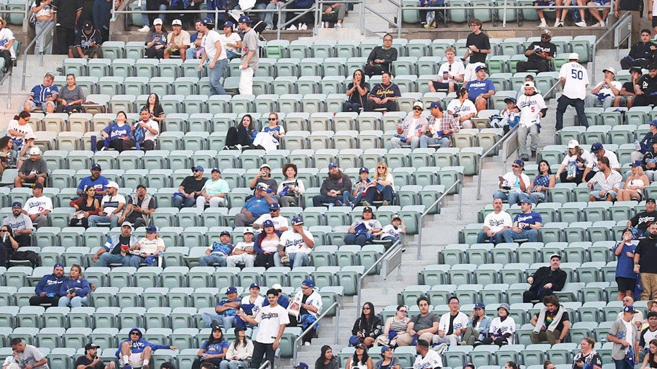 Crowd at Dodger Stadium playoff game