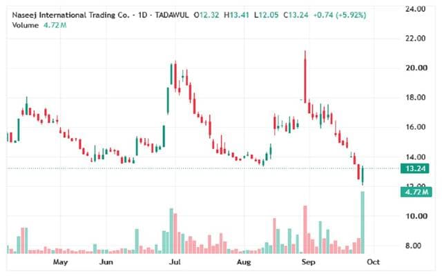 Naseej stock reaches record low