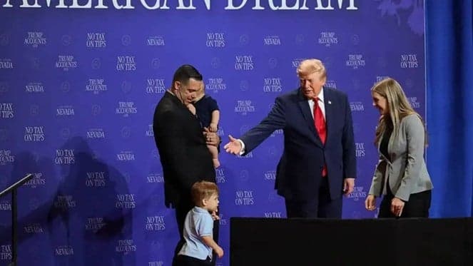 Trump chases child on stage