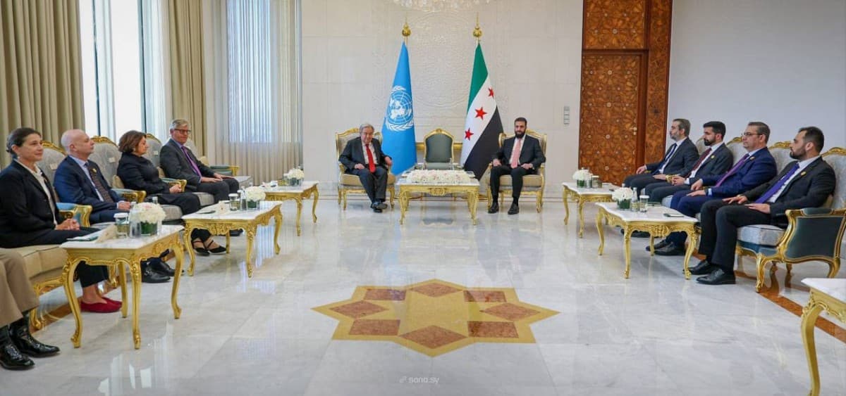 Shariah and Guterres discuss recovery in Damascus