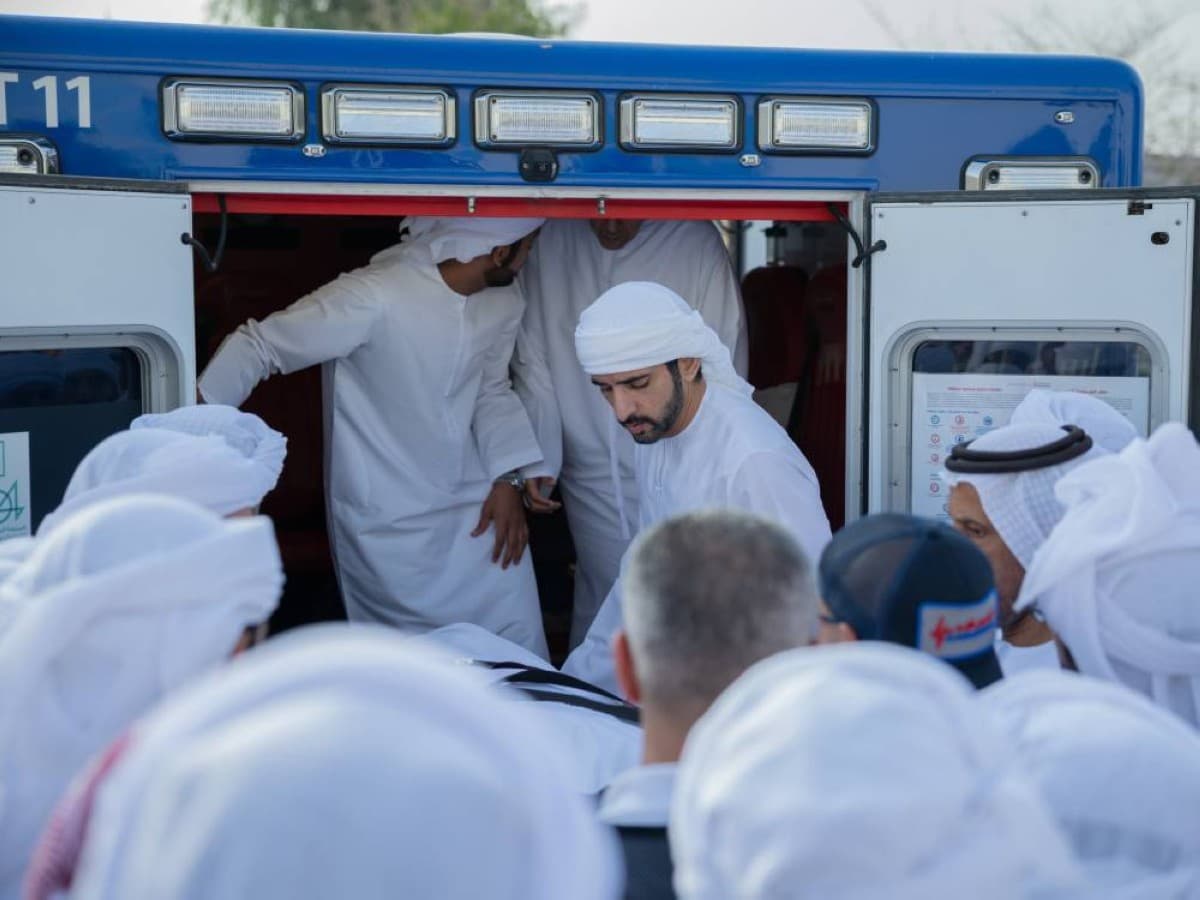 Hamdan bin Mohammed at Salem Al Ameri funeral