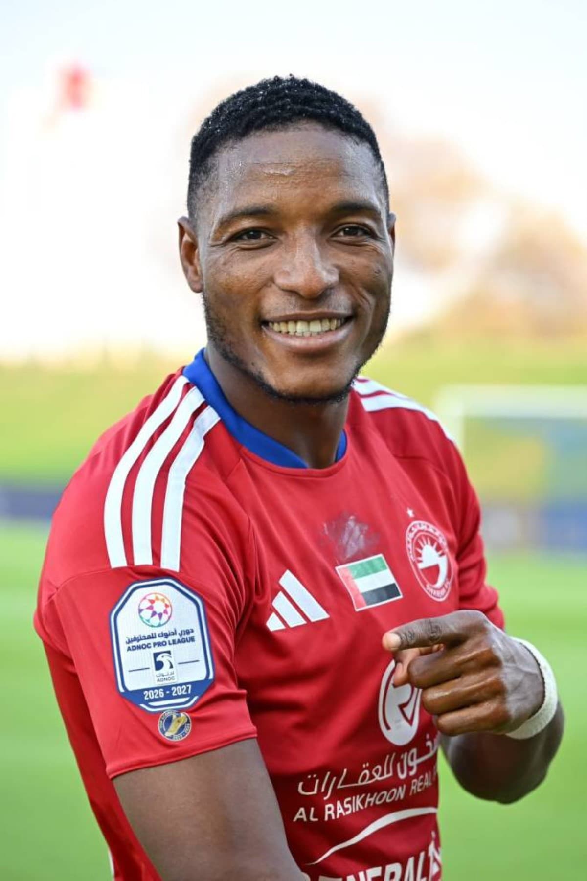 Laba Kodjo debut with Sharjah showing goal scorer logo