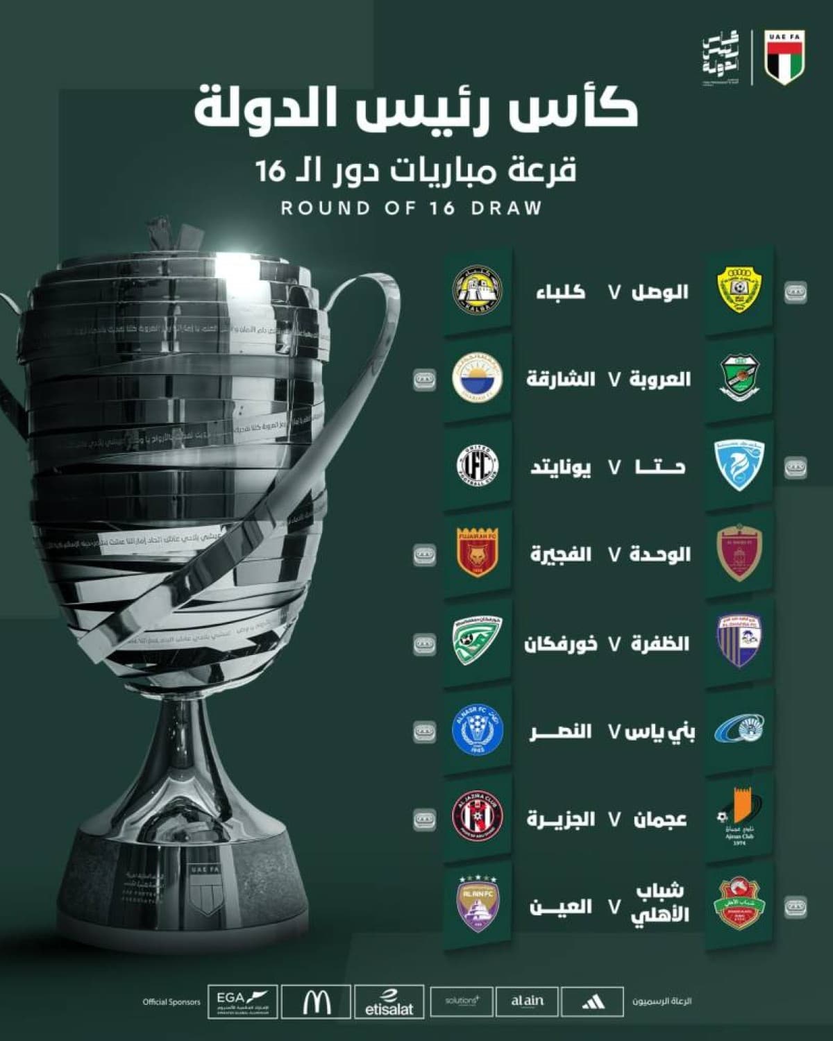 President's Cup Round of 16 Draw
Striking Matchup: Shabab Al Ahli vs Al Ain