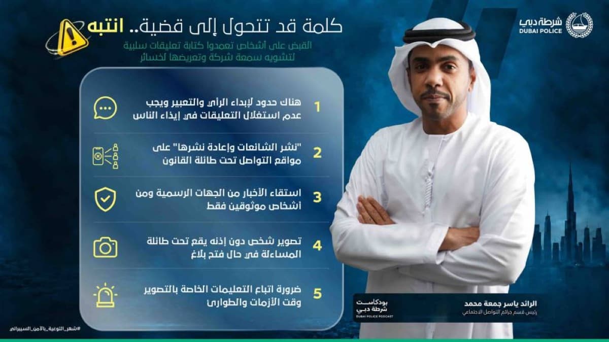 Dubai Police Detain Negative Commenters