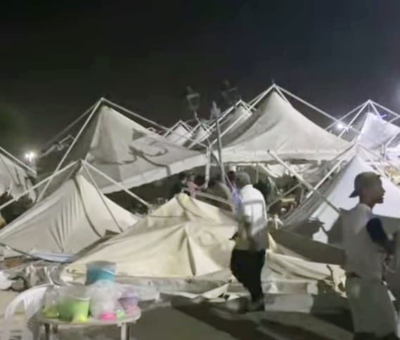 Kairouan winds damage fair tents