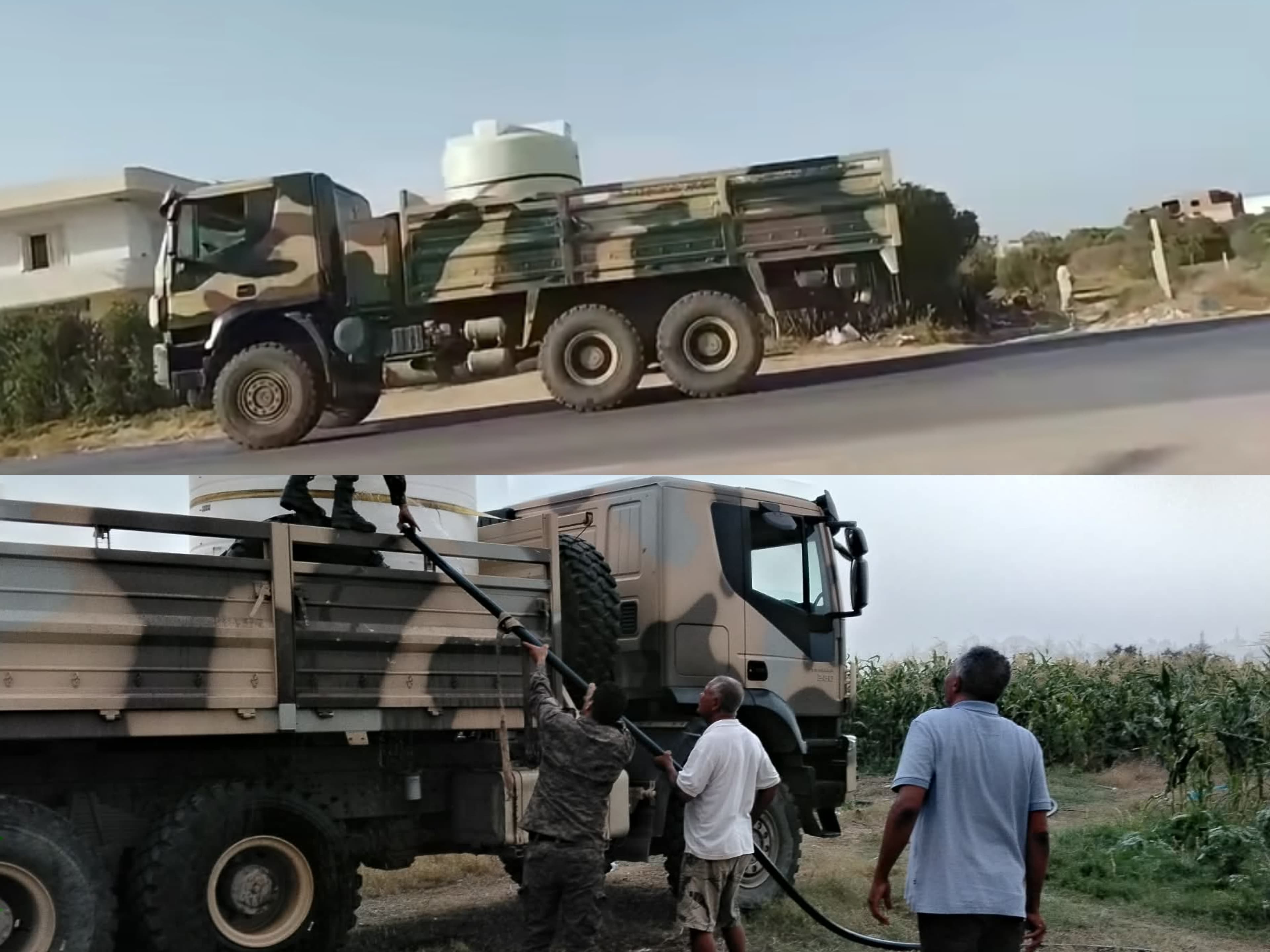 الجيش يوزع مياه على قربة