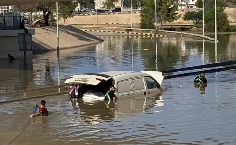 Libya Floods Cover Roads and Valleys