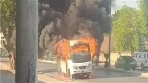 حادث أتوبيس محترق على طريق الإسماعيلية