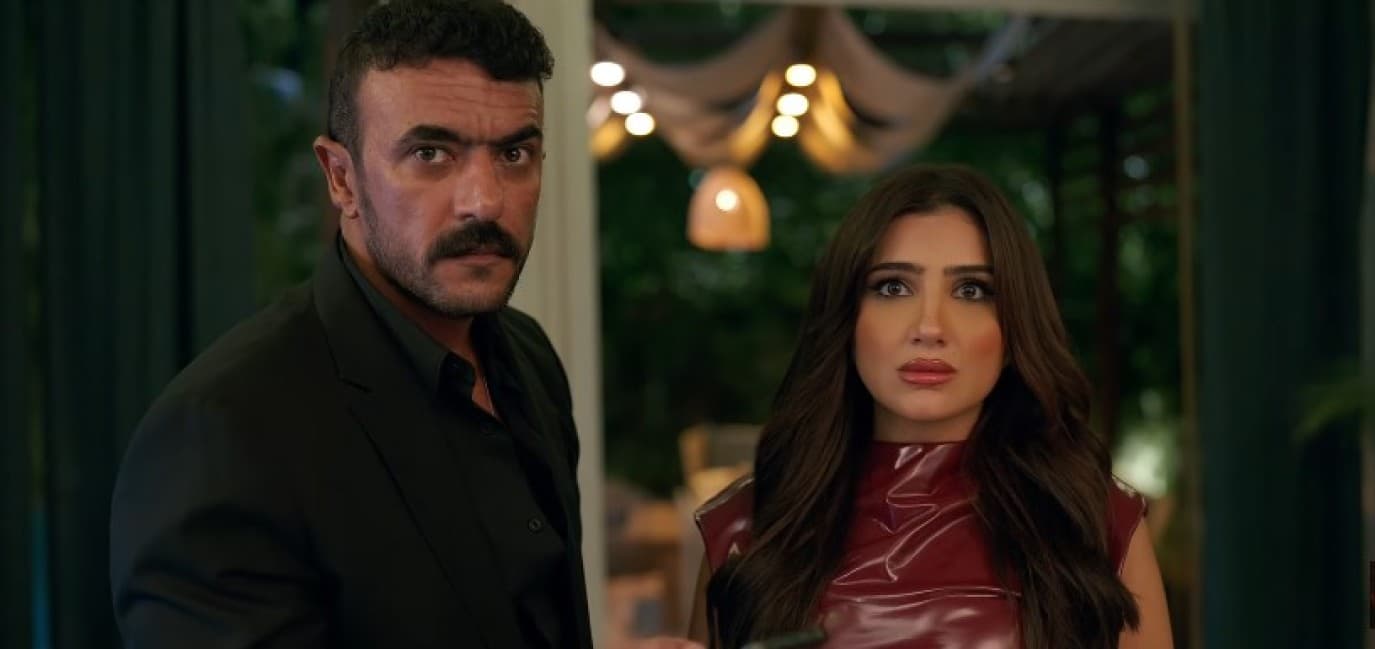 أحمد العوضي ومي عمر في إعلان فيلم شمشون ودليلة
