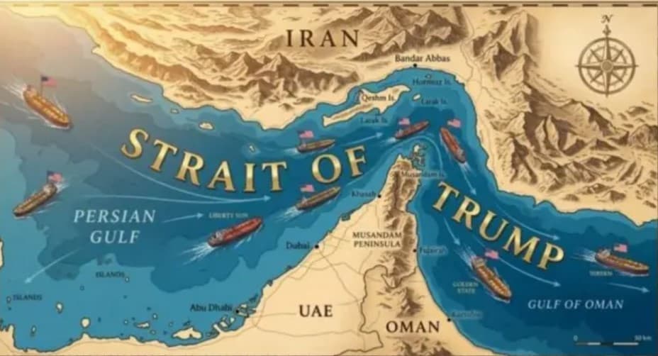 ترامب يشارك صورة لمضيق هرمز باسم مضيق ترامب